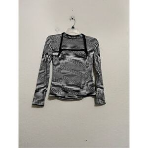 Rayure Paris Short Sleeve Black White top Blouse Embellished Black Size 5 , S